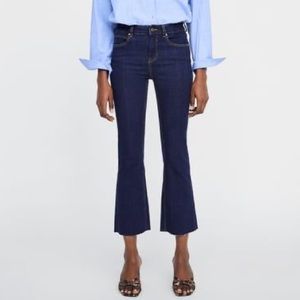 Zara 1975 denim mini flare jeans, sz 34 waist or 2